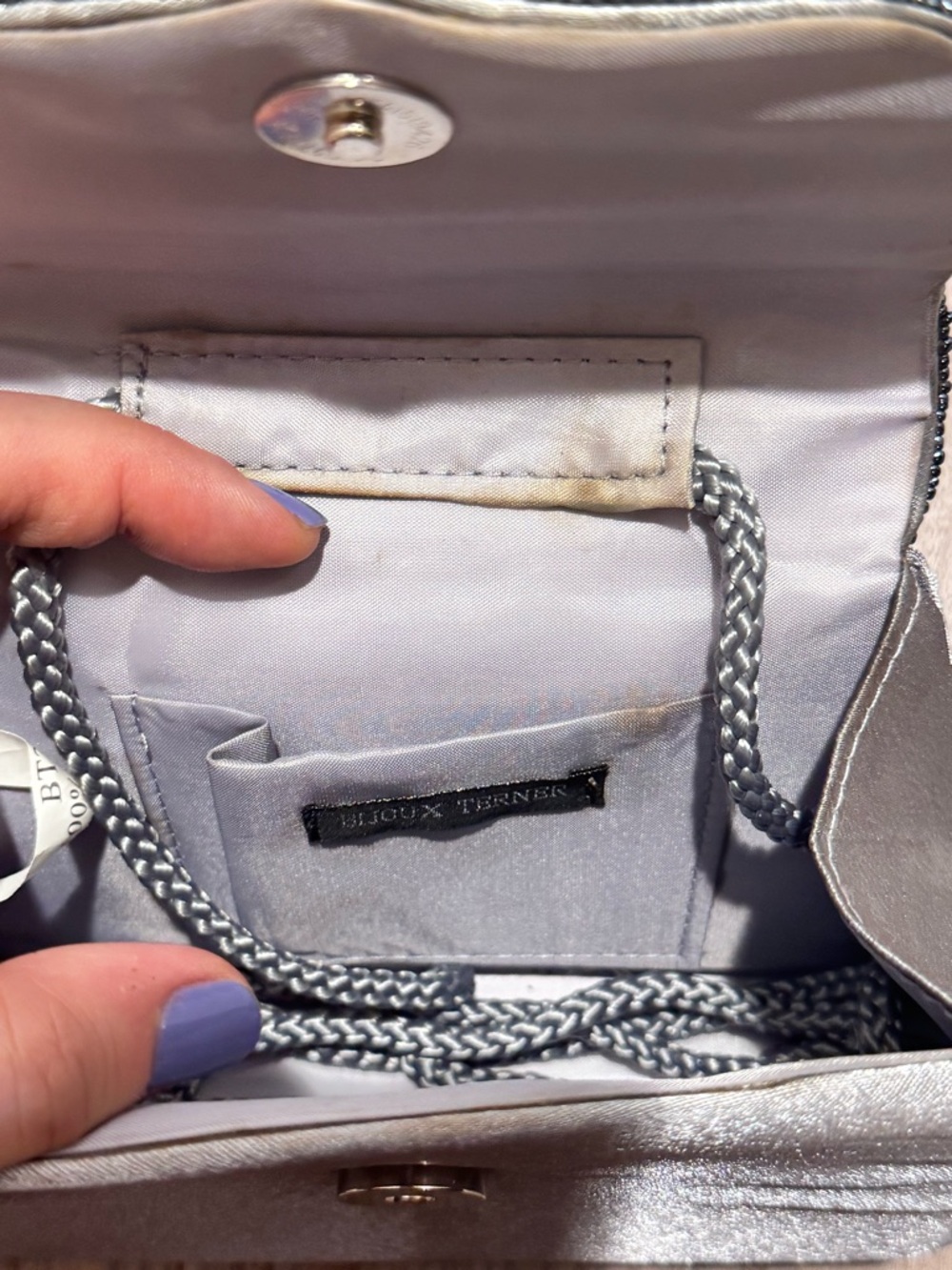 Bijoux Terner Silver Gray Beaded Bag Purse - Picture 4 of 5